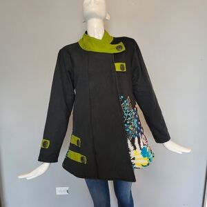 Leopards & Roses Printed Fleece Lined Jacket, VGUC, Size S